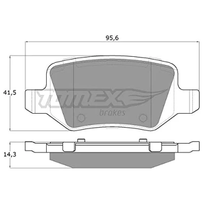 Abbildung von TOMEX brakes TX 12 90 Bremsbelagsatz Hinterachse MERCEDES BENZ: A Klasse, B Vaneo