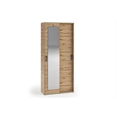 Abbildung von MargaretHadas24 Garderobenschrank Vanessa I 90 cm Garderobe Schrank Spiegel Schlafzimmer Jugendzimmer (Eiche Artisan, 90cm)