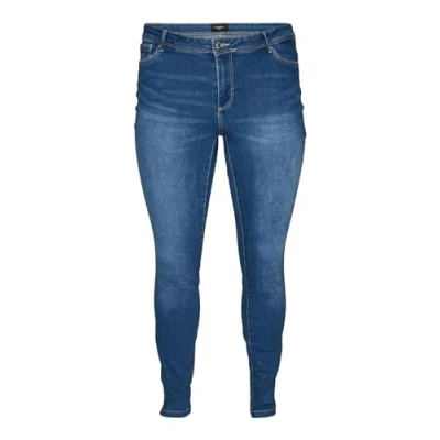 Abbildung von VERO MODA CURVE Damen Vmfanya Slim Vi3312 Ga Cur Noos Jeanshose, Medium Blue Denim, 46W / 32L EU