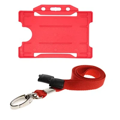 Abbildung von ALG ID Cards® Ausweishalter für Ausweise, rotes Schlüsselband, Kartenhalter, Umhängeband mit Metallclip und Sicherheitsentriegelung Passhalter