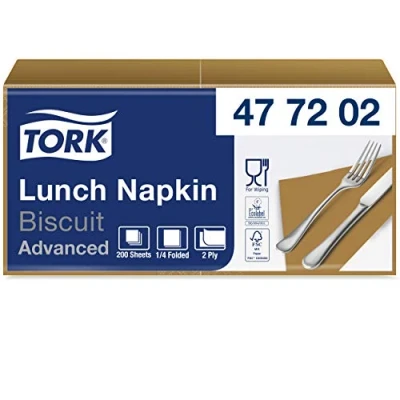 Abbildung von Tork 477202 Lunchservietten Biscuit / 2 lagige Servietten für kleine Gerichte &amp; Snacks 10 x 200 (2000) Papierservietten Advanced Qualität 32,6 33 cm (B L) 1/4 Falz