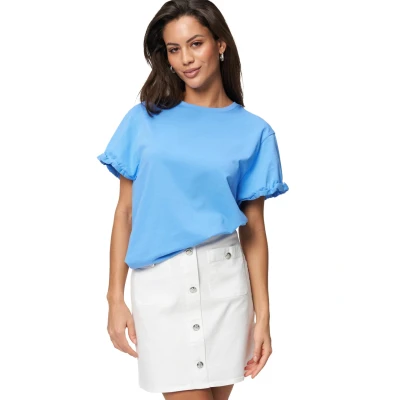Abbildung von zero MIT RÜSCHEN AM ÄRMEL Tshirt print, Damen, Größe: 34, Ocean blue