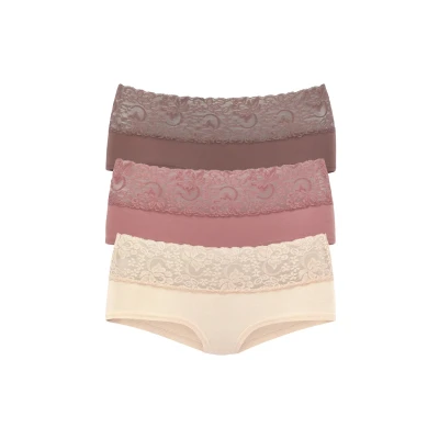 Abbildung von Lascana 3 PACK Panties, Damen, Größe: 32/34, Rose beere mahagoni