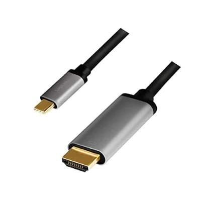Abbildung von LogiLink CUA0101 USB 3.2 Gen 1 HDMI Anschlusskabel 4K/60 Hz, Alu, schwarz/grau, 1,8 m