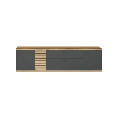 Abbildung von trendteam smart living Lowboard Fernsehschrank Fernsehtisch Wohnen Norris Aufbaumaß (BxHxT) 157 x 55 42 cm Farbe Anthrazit mit Coast Evoke Eiche 230232084