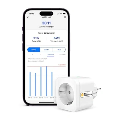 Abbildung von Refoss Smart Steckdose funktioniert mit Apple HomeKit, WLAN Verbrauchsmessung, Zeitschaltuhr Fernbedienung, Stromzähler Balkonkraftwerk, Alexa, Google, 2 Stück