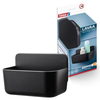Abbildung von tesa Duschablage LAVAA Duschkorb klein inkl. Powerstrips Waterproof Strips XL, Packung 1 tlg., Ablagekorb ohne Bohren, Duschregal