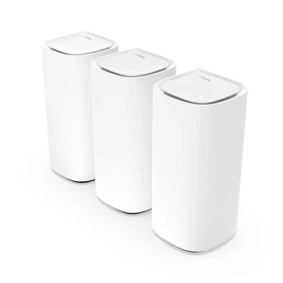 Abbildung von Linksys Velop Pro WiFi 6E Mesh System MX6203 KE Cognitive Router mit 6 GHz Band Zugriff und 5,4 Gbit/s Abdeckung für bis zu 825 m² 600 Geräte 3er Pack