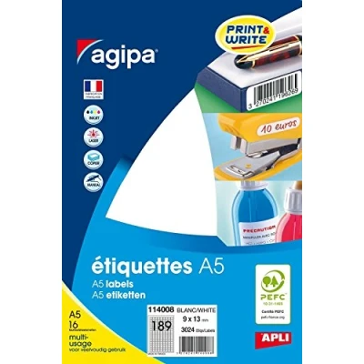 Abbildung von agipa 114008 Universal Etiketten, 9 x 13 mm, weiß