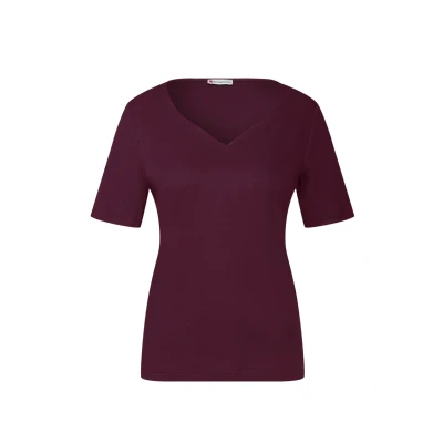 Abbildung von Street One Damen 3227205 T Shirt mit Herzausschnitt, Noble red, 46