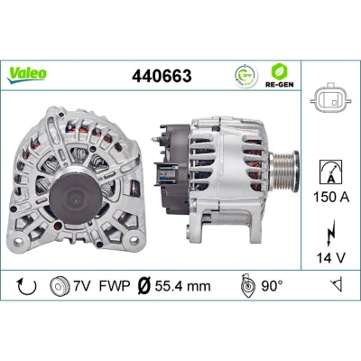 Abbildung von VALEO 440663 Lichtmaschine 14V 150A RENAULT: Trafic 3 Kastenwagen, Espace 5, Bus, NISSAN: Qashqai 2, Pulsar Schrägheck, X Trail