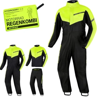 Abbildung von SHIMA HYDRODRY 2.0 Motorrad Regenbekleidung Kombi Wasserdicht Reflektierend Damen Herren Set Regenkombi Waterproof Regenschutz Atmungsaktiv Motorradkombi (Motorradanzug Unisex, Fluo, S)
