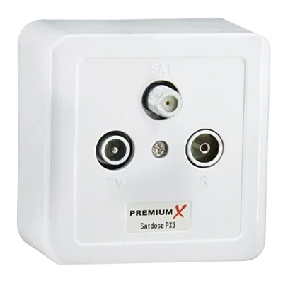 Abbildung von PremiumX Antennensteckdose PX3 Antennendose 3 Fach Enddose Aufputz Unterputz