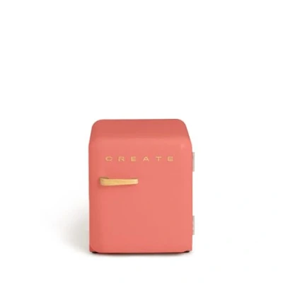 Abbildung von CREATE / Retro FRIDGE 50 WOOD/Kühlschrank in Terrakotta, Griff Wood 85W, Minibar, eine Regalfläche, Design, 50cm, zwei Ablagen, 48L Fassungsvermögen, energiesparend, 50x44x49,8cm
