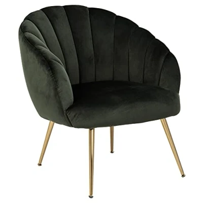 Abbildung von AC Design Furniture Denise Relaxsessel, H: 81 x B: 76 T: cm, Dunkelgrün, Stoff/Chrom, 1 Stk.