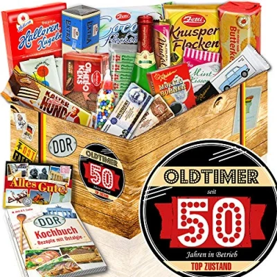 Abbildung von Oldtimer 50 ++ Geschenke Frau 50igster Geburtstag Süßes Geschenkset