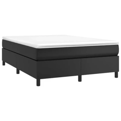 Abbildung von vidaXL Bettgestell, Polsterbett Bett für Schlafzimmer, Bettrahmen mit Lattenrost, Kunstlederbett Doppelbett, Schwarz 140x200cm Kunstleder