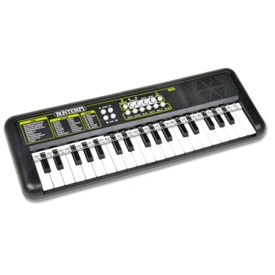 Abbildung von Bontempi KeyRhythm Digitales Keyboard Piano mit 37 Tasten, 1,5 cm Teilung, Kopfhörerbuchse, Pentagrammstreifen, Metronom und Transposer, 42,4x15,2x4,7