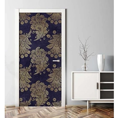 Abbildung von MyMaxxi Tür bekleben mit Türtapete Selbstklebend 90x200 Vintage Flora verschönern Türfolie Türaufkleber XXL Aufkleber Folie Türposter Türklebefolie Muster Edel Blumen Gold