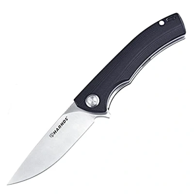 Abbildung von Harnds Talisman Klappmesser Messer mit Clip Folding Knife 14C28N StahlKlinge,G10 Griff und Kugellager(Schwarz)