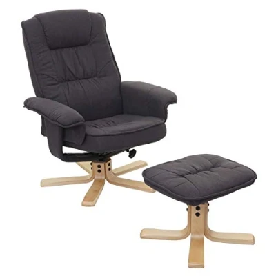 Abbildung von Mendler Relaxsessel M56, Fernsehsessel TV Sessel mit Hocker, Stoff/Textil, FSC® Zertifiziert dunkelgrau
