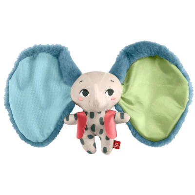 Abbildung von Fisher Price Riesenohr Elefant Bezauberndes weiches Plüschspielzeug mit extra großen Ohren, aus 90% recyceltem Kunststoff und FSC zertifizierte Verpackungen, für Babys ab 3 Monaten, HKD63