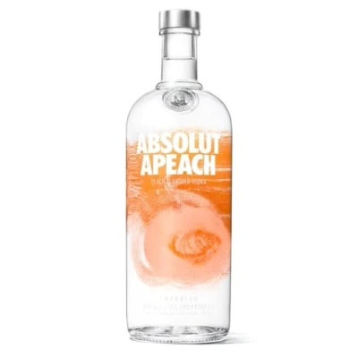 Abbildung von Absolut Vodka Apeach mit asiatischem Pfirsich Absolute Reinheit und einzigartiger Geschmack in ikonischer Apothekerflasche 1 x L