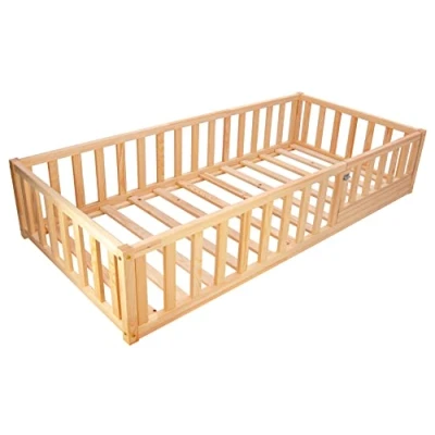 Abbildung von Best For Kids Natur Kinderbett mit Rausfallschutz Montessori 90x200 Ohne Matratze