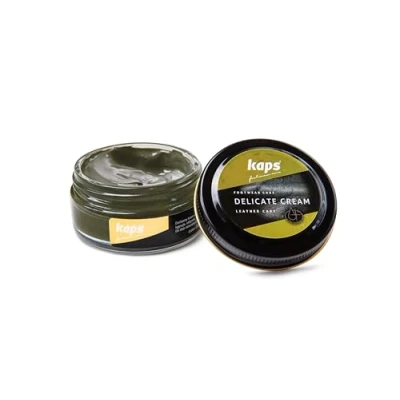 Abbildung von Kaps Schuhcreme für Glattes und Genarbtes Leder Schuhpflege Delicate Cream (134 Oliv Olive Green)