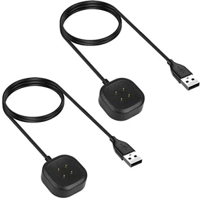 Abbildung von TECHGEAR 2 Stück USB Ladekabel Kompatibel mit Fitbit Versa 3 / Sense, Lade Kabel Power Cradle Dock Station Sense SmartWatch