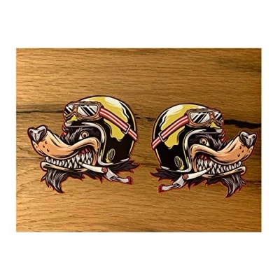 Abbildung von 24/7stickers #683 / 2X Wolf Aufkleber je 9x8cm Biker Custom Chopper Tankaufkleber Tuning Motorrad Auto USA Vintage Oldtimer Racing