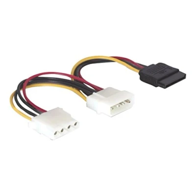 Abbildung von DeLock 60103 Kabel Power SATA HDD &gt; 2x 4pin Stecker/Buchse Netzkabel intern 1 x 15pol / auf 4 pol Stecker Buchse 16.5 cm