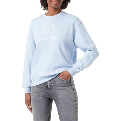 Abbildung von Tommy Hilfiger FLAG Script Sweatshirt, Damen, Größe: XXS, Breezy blue