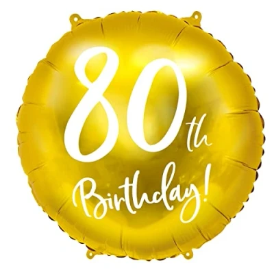 Abbildung von 2er Set Luftballons 80. Geburtstag Folienballon 80 Frau Mann Geschenk Luftballon 80th Birthday Deko Ballon Zahl Gold hochwertig, 45cm