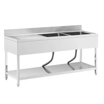 Abbildung von Royal Catering Gastro Spültisch 2 Becken zu je 500 x 400 250 mm Edelstahl Freistehend Industriell