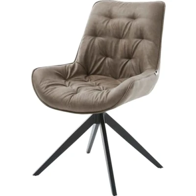 Abbildung von Drehstuhl Taimi Flex Mikrofaser Taupe Vintage Kreuzgestell breit Schwarz 360 drehbar Wippfunktion
