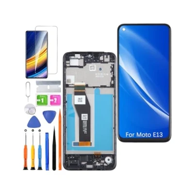 Abbildung von HLYGZX Ersatz Original Display für Motorola Moto E13 LCD Bildschirm, XT2345 Bildschirm Touch Digitizer Assembly Reparaturteile Kit(Schwarz mit Rahmen)