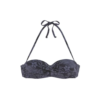 Abbildung von Venice Beach Bandeau Bikinitop, Damen, Größe: 34xC, Schwarz bedruckt