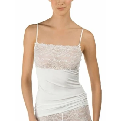 Abbildung von CALIDA Sensual Secrets Spaghetti Top Damen, Brustbereich komplett aus zarter, semitransparenter Spitze, verstellbare Träger
