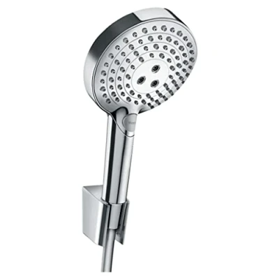 Abbildung von hansgrohe Duschbrause &quot;Raindance Select S&quot;, (Brauseschlauch, Handbrause, Brausehalter), 12cm, 3 Strahlarten PowderRain mit Duschschlauch 125cm, chrom