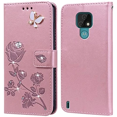 Abbildung von PKQTOP Hülle für Motorola Moto E7 2020 Handyhülle,Klappbar Tasche Case,Standfunktion,Kartenfach,Silikon Bumper,Stoßfeste Schutzhülle Cover E7(6.5&quot;)