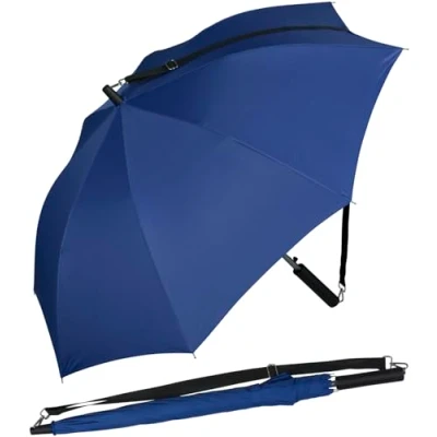 Abbildung von iX brella Trekkingschirm Umhängeschirm Hands Free Automatik mit Tragegurt, praktisch alltagstauglich