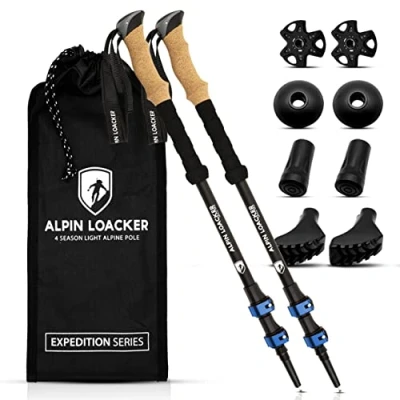 Abbildung von Alpin Loacker Wanderstöcke Teleskop Wander Stöcke Aluminium mit Korkgriff (Leichte Nordic Walking Damen und Herren für Skifahren Wandern), Trekkingstöcke Bergsport