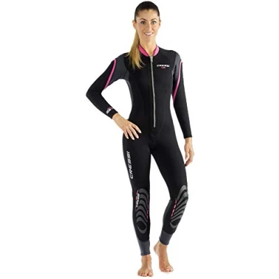 Abbildung von Cressi Damen Lei All in one Wetsuit Einteiliger Neoprenanzug für Frauen aus Neopren 2,5 mm, Schwarz/Grau/Rosa, XL