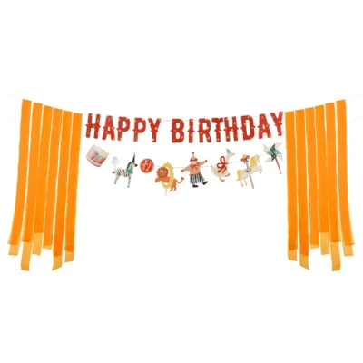 Abbildung von Happy Birthday Girlande 275cm Zirkus Banner Deko Geburtstagsgirlande für Kindergeburtstag Geburtstag Geburtstagsdeko &amp; Partyzubehör Bunt