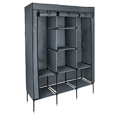 Abbildung von your GEAR Kleiderschrank Grado Stoffschrank 130 x 45 175 cm Schrank mit 2 Kleiderstangen und 8 Ablagen