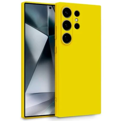 Abbildung von MyGadget Hülle für Samsung Galaxy S24 Ultra Zweilagige Handyhülle mit Kameraschutz Cover Innenfutter &amp; Silikon außen Gelb