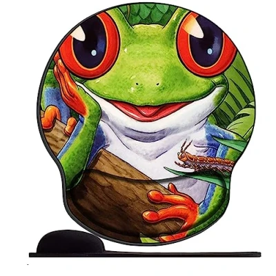 Abbildung von Mauspad mit Gelkissen 26x23cm Mousepad Ergonomisches Handauflage für schonende Handgelenk Haltung das Home Office,Arbeiten,Lernen Hübscher Frosch