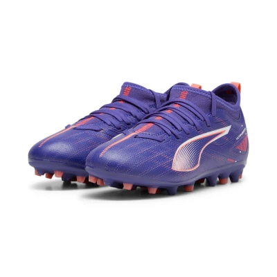 Abbildung von Puma Ultra 5 Match MG JR Unisex Fußballschuh Nocken für Kinder, Größe: 33, Lapis lazuli/white/sunset glow Schuhe