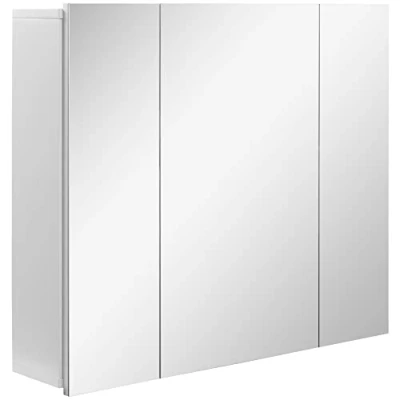 Abbildung von kleankin Spiegelschrank Badezimmerschrank Wandschrank für Badezimmer 3 Türig Badezimmerspiegel Weiß 70 x 15 60 cm